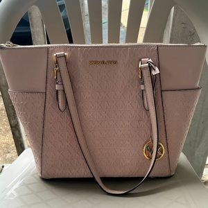 Light pink Michael Kors leather tote bag